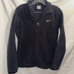 Nike Therma-Fit Fleece Jacket Full Zip Black Gold Swoosh Small